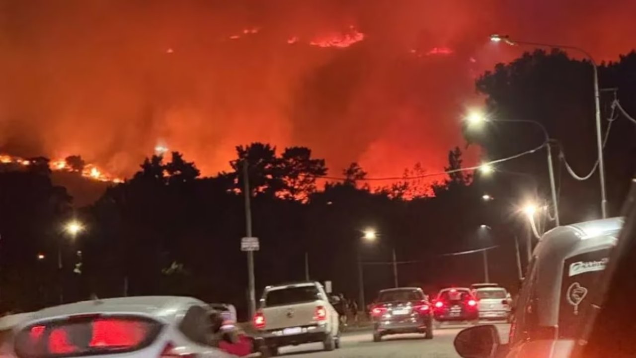 Impresionante incendio forestal en Tandil 