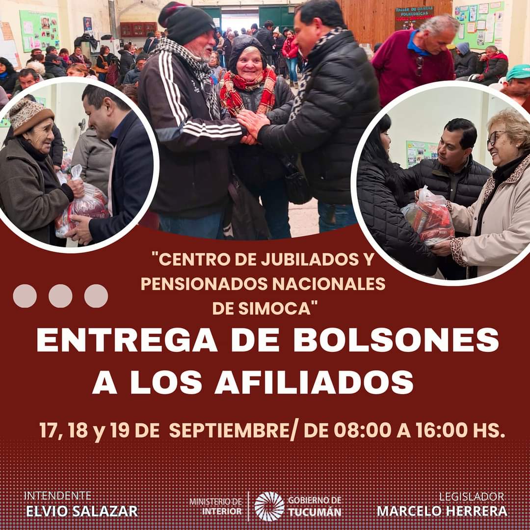 Simoca: Entrega de bolsones a jubilados y pensionados