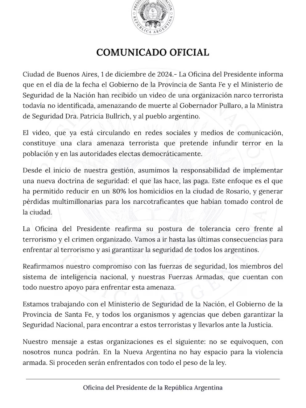 comunicado gobierno