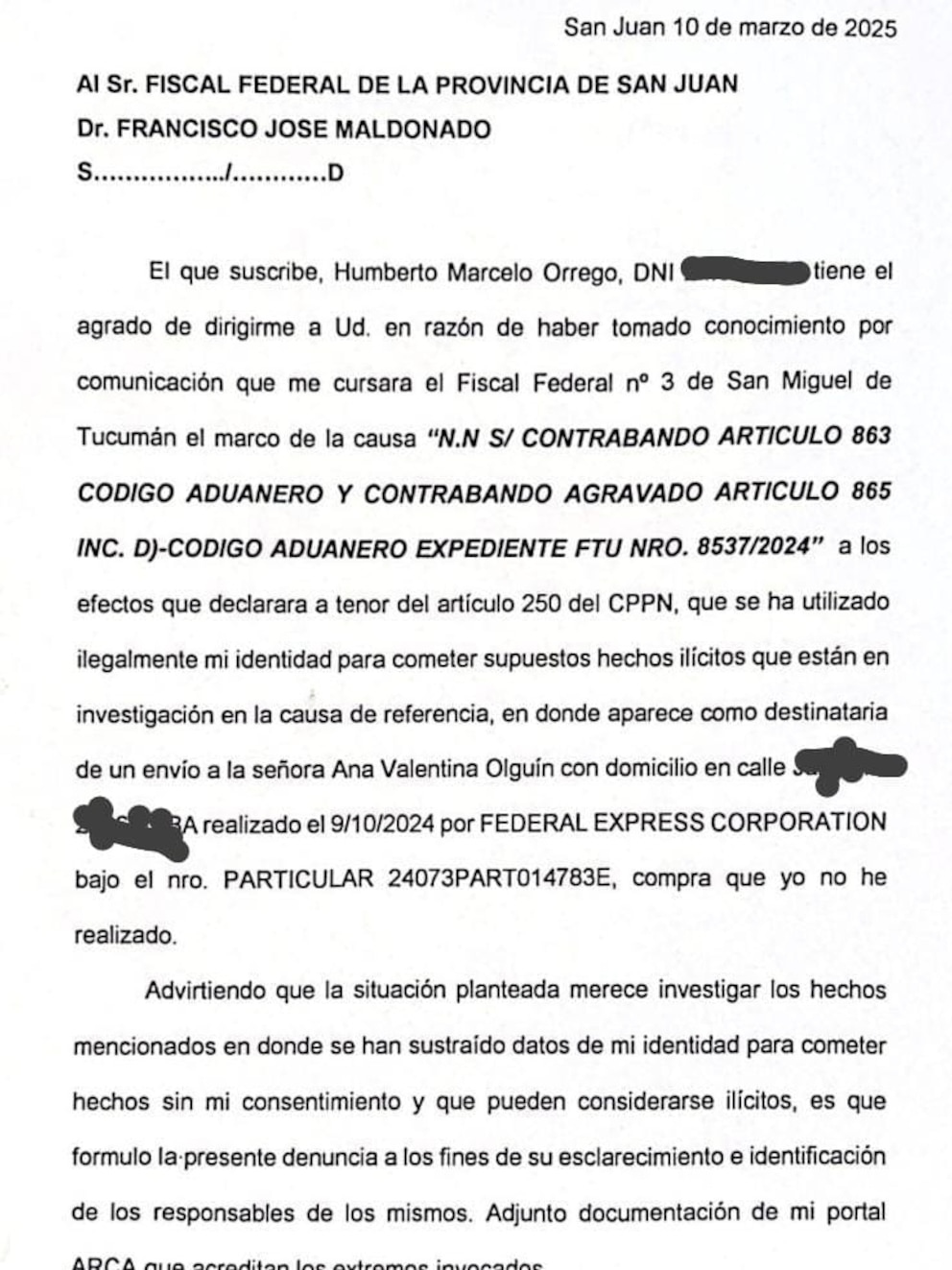 denuncia gobernador sanjuan
