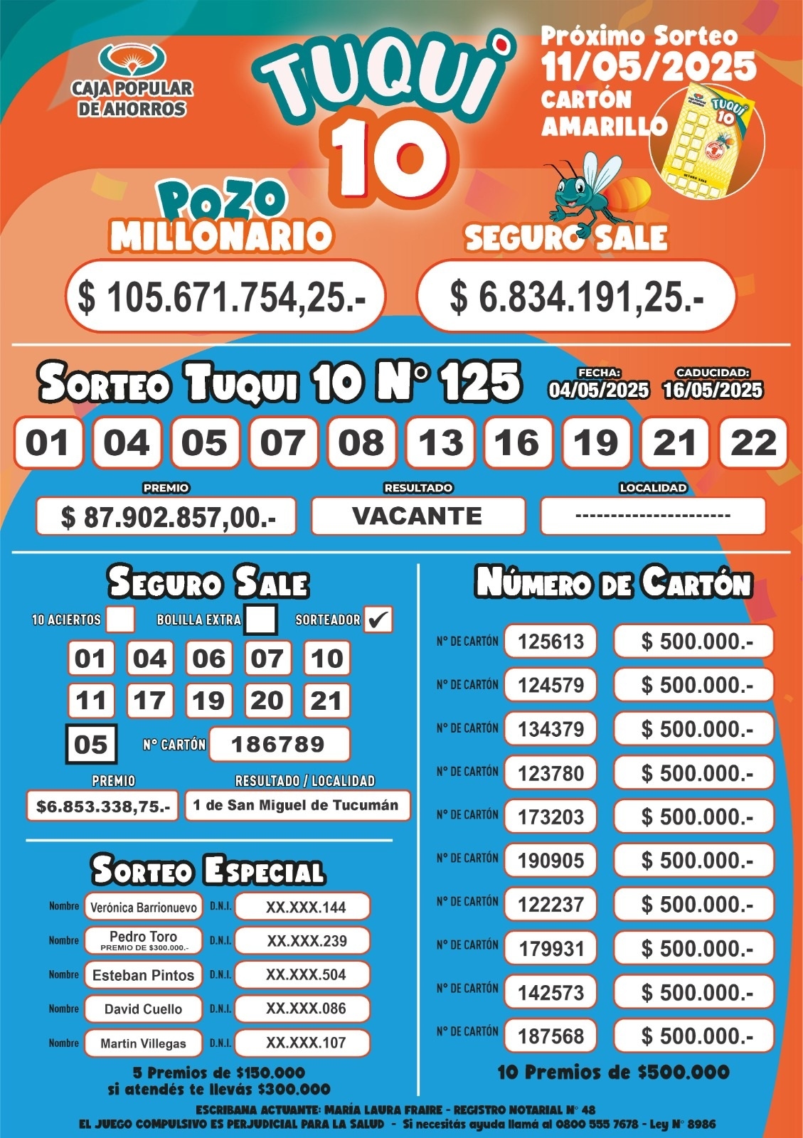 sorteo 125