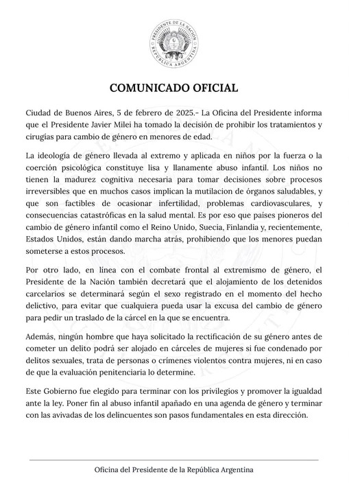 comunicado presidencia